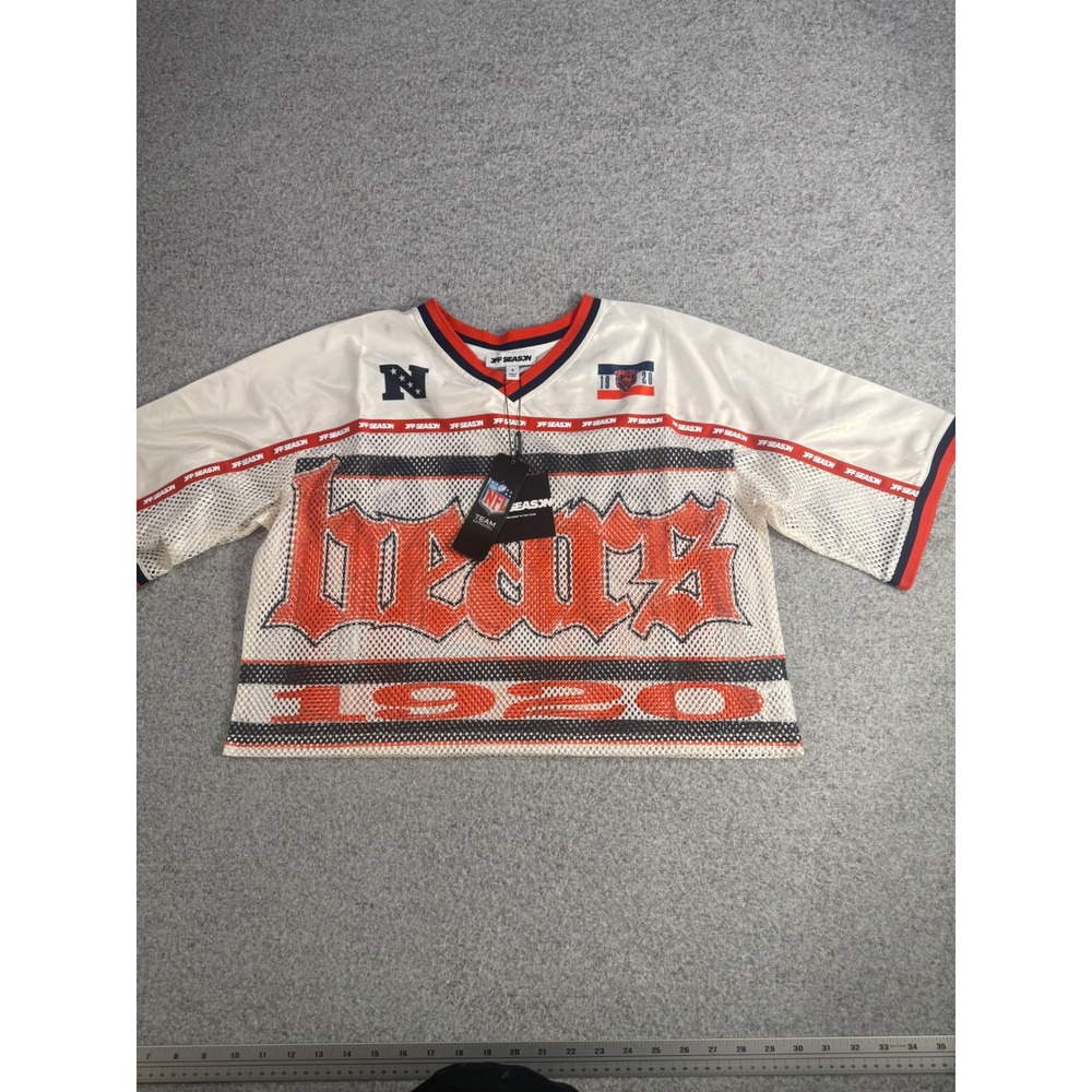 NFL Off Season Chicago Bears Mesh Cropped Jersey Cream Orange TSH1154W Small